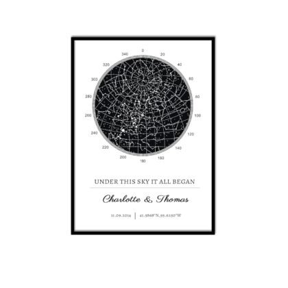 Personalized Star Map - Custom Constellation Map Print, Unframed/Aluminum Alloy framed- Special Occasion Star Chart Wall Art- Great Anniversary, Engagement, Newborn, Wedding Romantic Gift