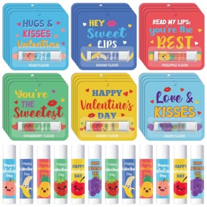 24 Pcs Valentine's Galentine's Day Gifts Bulk Lip Balms Valentine's Day Party Favors Travel Size Lip Moisturizer Care Class Valentine Gifts for Women Teachers Staff Coworkers Wedding Bridal Shower
