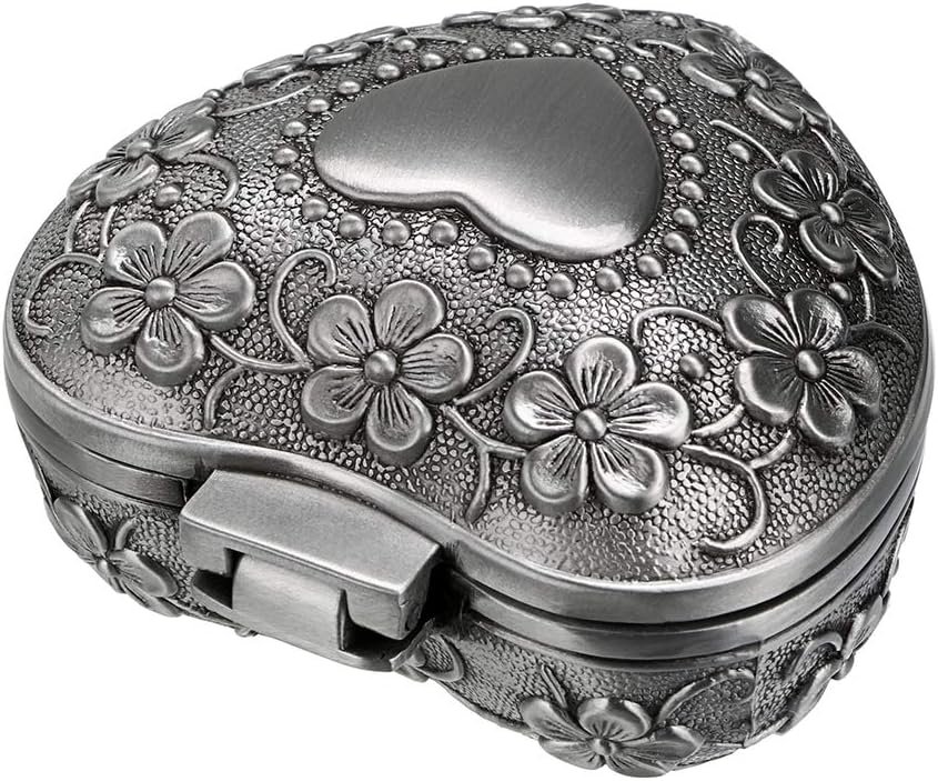 Hipiwe Vintage Heart Shape Jewelry Box - Small Antique Ring/Earrings/Necklace Storage Organizer Case, Metal Treasure Chest Trinket Keepsake Gift Box for Women - Image 6