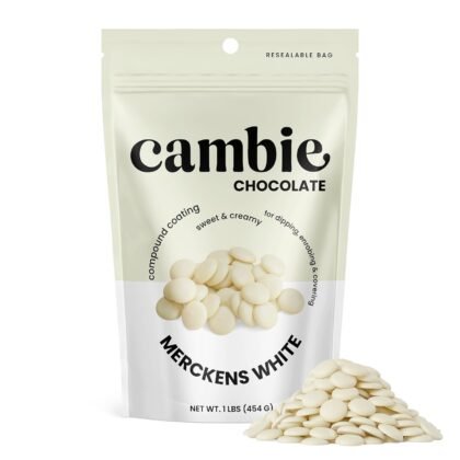 Merckens White Melting Chocolate - 1 Pound of Premium Quality White Chocolate Flavored Melting Wafers to make Dubai Chocolate Bar, Cake Pops, Cocoa Bombs, & Homemade Desserts