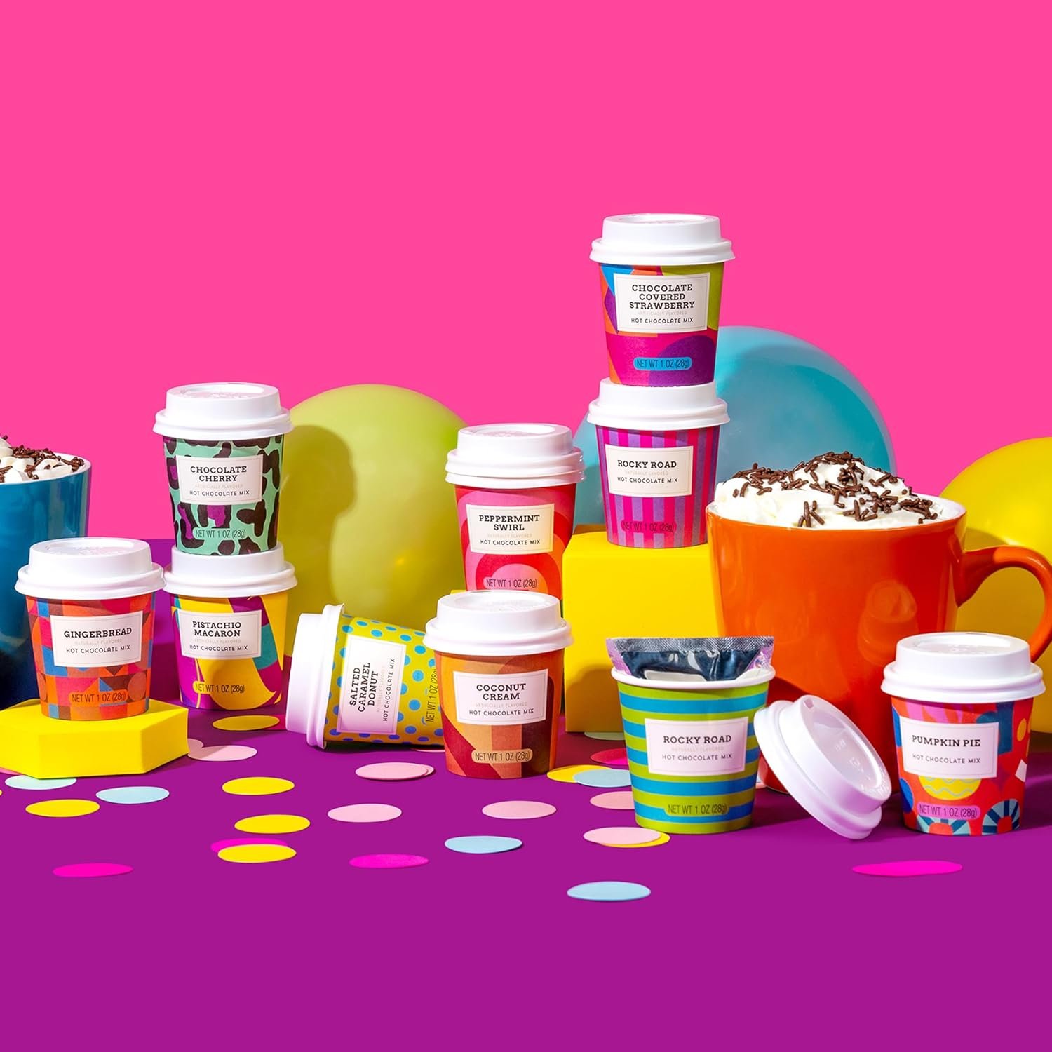 BomBombs, Hot Chocolate Mix Gift Set with Mini Cup Packaging, Dessert Flavors Include Rocky Road, Cookies Butter, Pumpkin Pie & More, Set of 12 - Image 4