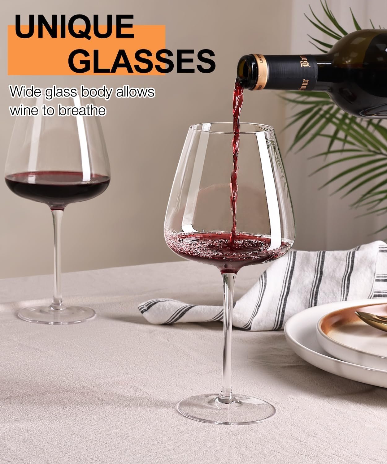 OJA Red Wine Glasses Set of 4, Large Burgundy Glasses 23 OZ, Hand Blown Crystal Glass Light, Clear, Best for Wine tasting, Birthday, Christmas, Anniversary, Father's Day - Image 6