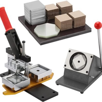 2.5×2.5in Magnet Maker Machine Kit, DIY Photo Fridge Magnet Making Machine, Press Machine+Paper Cutter+100 Sets Supplies+Free Photo Template