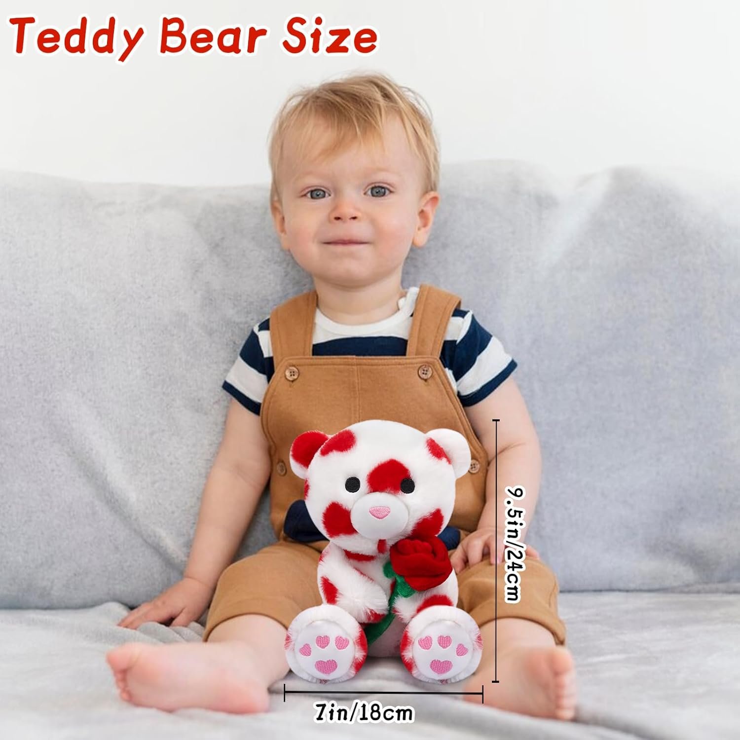 Valentine's Day Plush Teddy Bear with Rose, Stuffed Animal Gift for Her & Boyfriend, Party Decor - Image 2