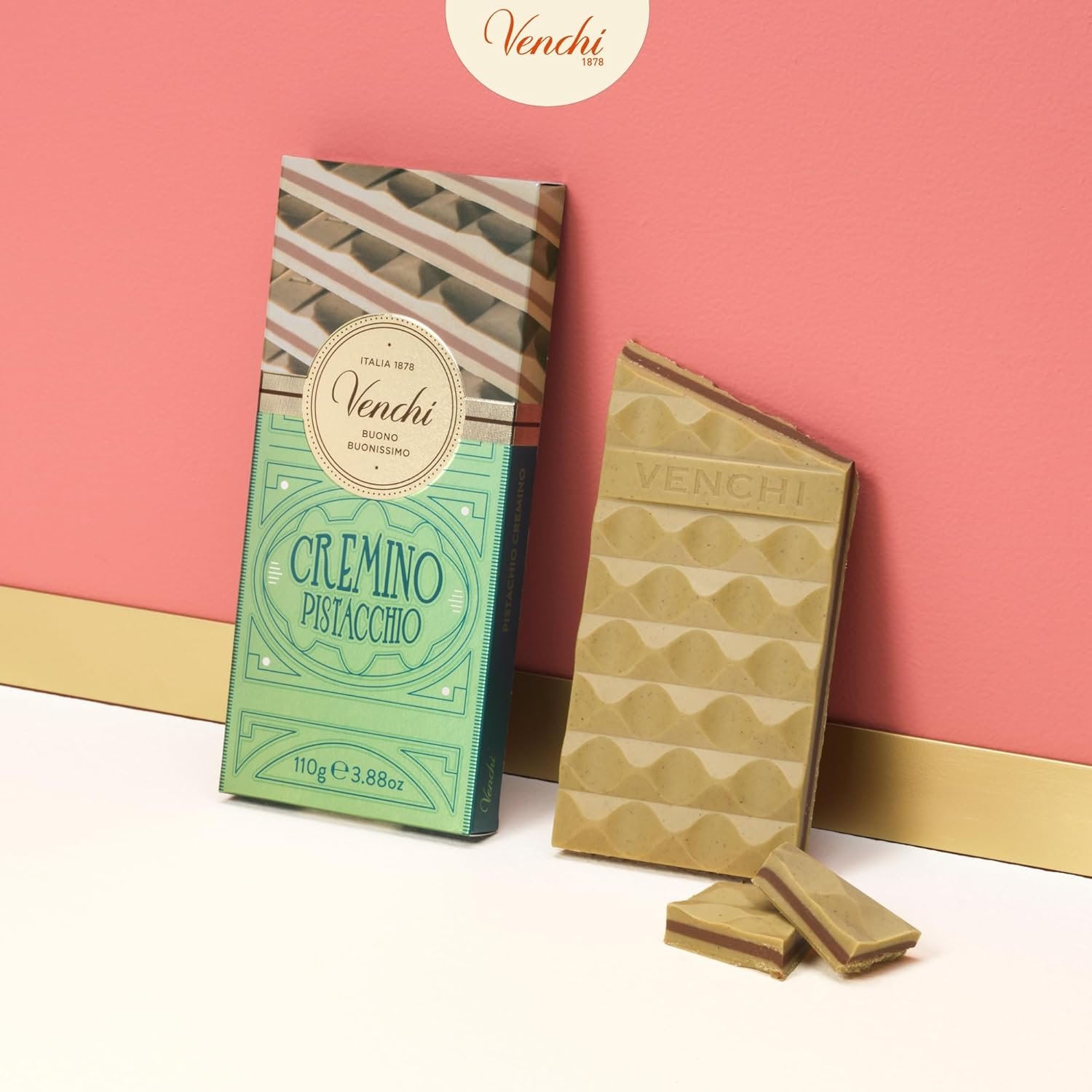 Venchi - Pistachio Cremino Chocolate Bar with Gianduja, 3.88oz - Gluten Free - Image 4