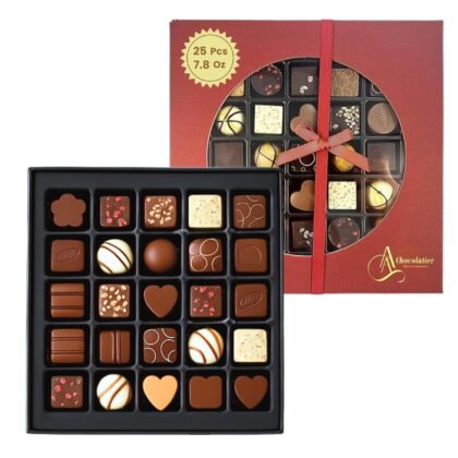 Andy Anand Chocolatier Belgian Chocolate Truffles Gift Box Handcrafted Gourmet Chocolate European Imported Chocolate Truffles Perfect as Chocolate Gifts For Women (25 Pcs,7.8 Oz)
