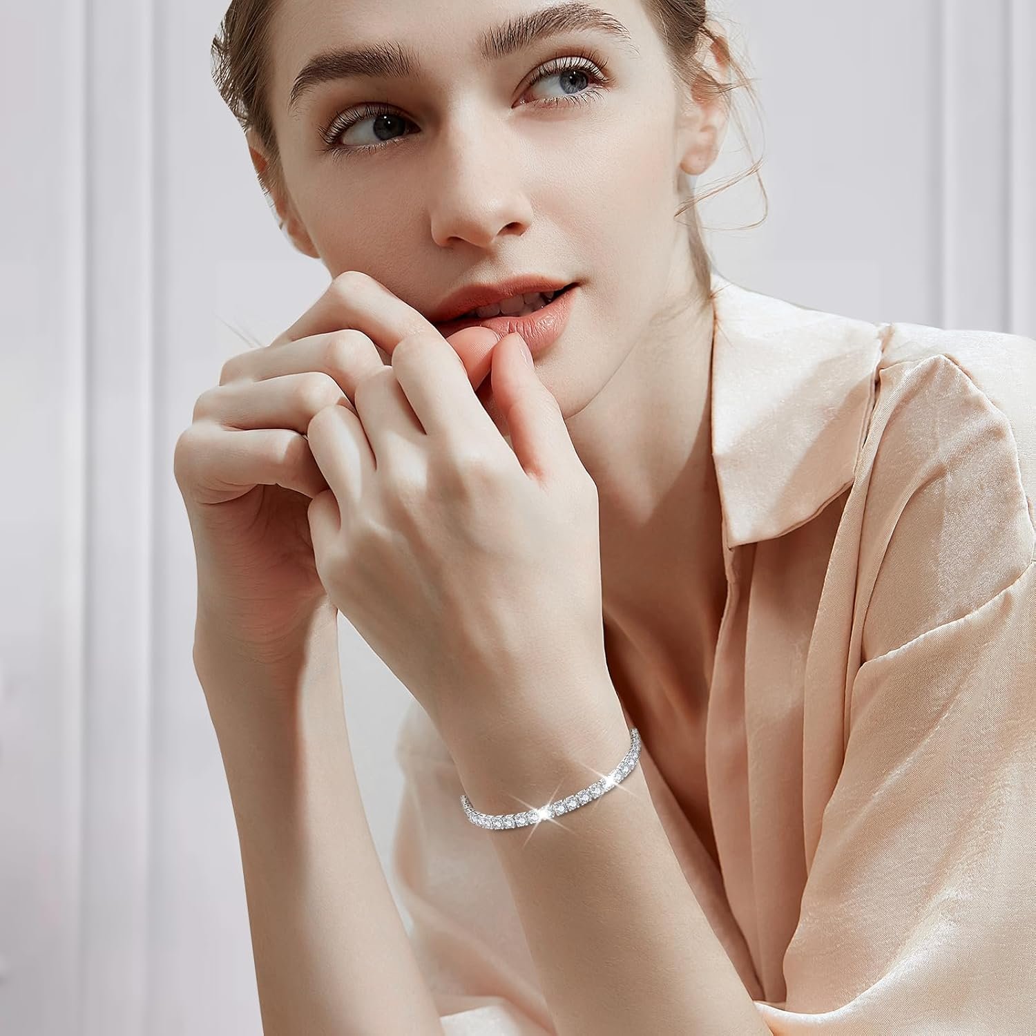 J.Fée Silver Bracelet, S925 Tennis Bracelet with Sparkling 5A Cubic Zirconia Silver Bracelets for Women Adjustable Bracelet for Women Bracelets Womens Bracelet Women Gifts for Women Mom - Image 3