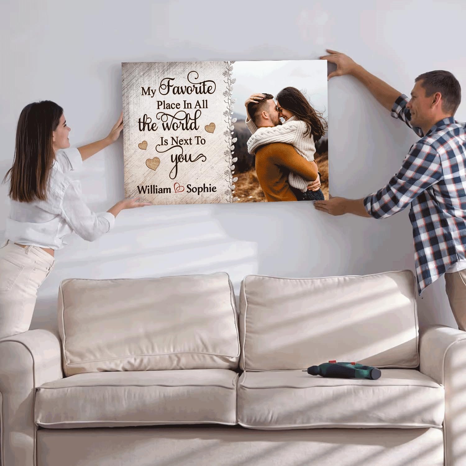 FAMITRENDZ Personalized Couple Canvas Wall Art, Custom Photo Print Canvas/Poster/Frame, Anniversary, Valentine Day, Wedding, Birthday Gifts for Him Her Boyfriend Girlfriend, Husband Wife Bedroom Decor - Image 6