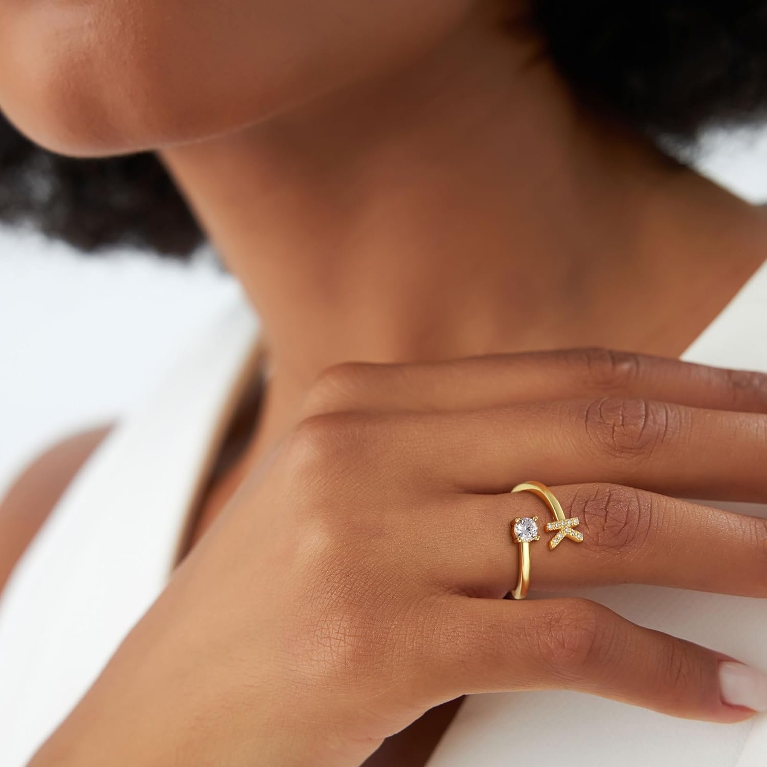Valentines Day Gifts for Kids Teen Girls - Initial Rings, Dainty 14K Gold Plated Adjustable Letter Rings Teen Girls Gift Trendy Stuff Non Tarnish Ring Birthday Valentines Day Gifts Jewelry - Image 3