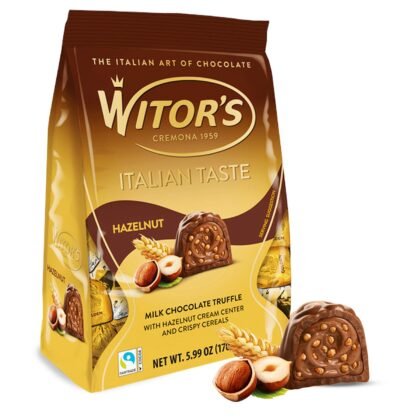 Witor's Chocolate Bags, Chocolate Truffles with Creamy Filling and Crispy Cereals, Made in Italy, Perfect for Gifting, Kosher Chocolate (5.99 Ounce, Hazelnut)