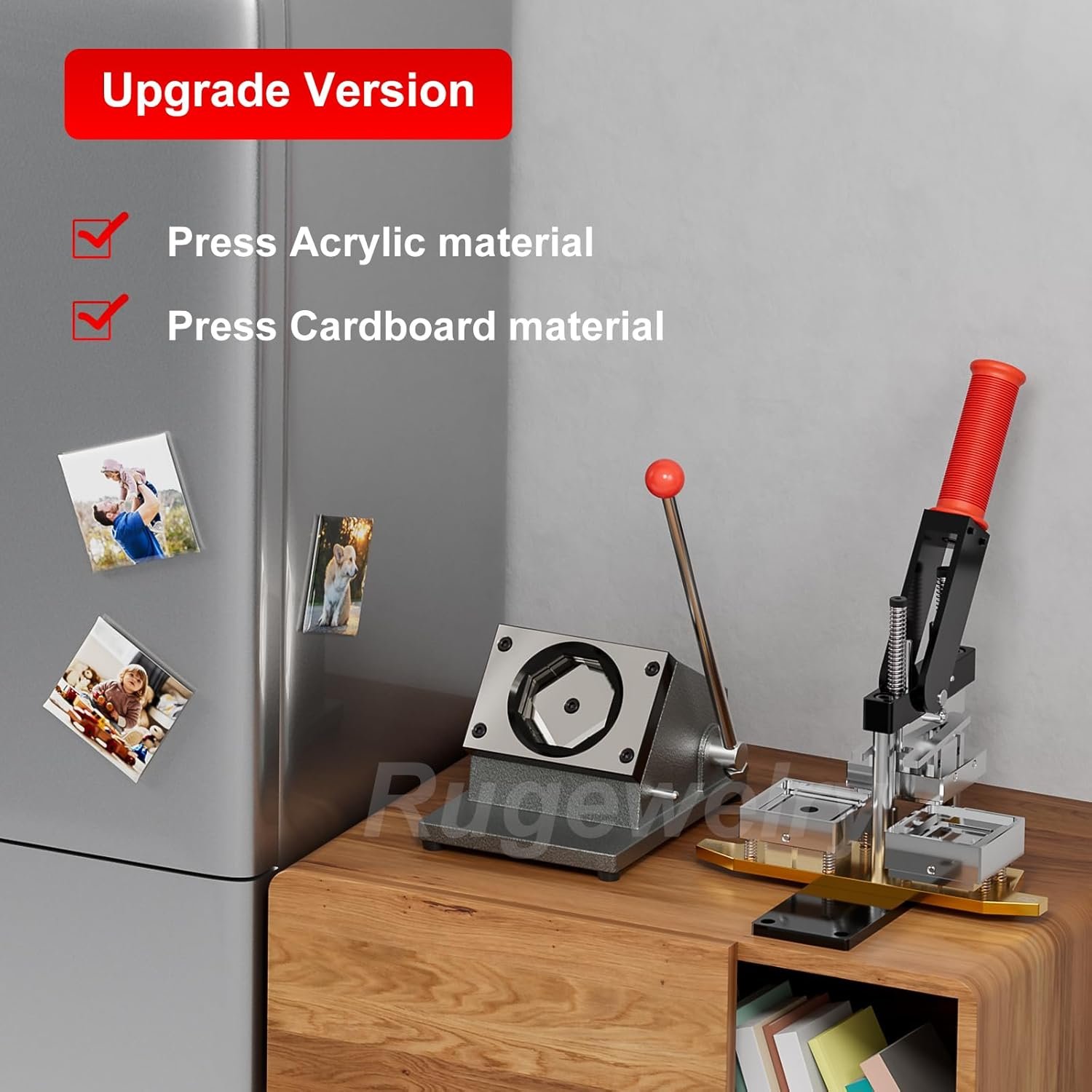 2x2inch Magnet Maker Machine,2-in-1 Acrylic and Cardboard Supplies Compatible, DIY Photo Magnet Making Machine+Paper Cutter+200sets Materials+Free Photo Template - Image 2