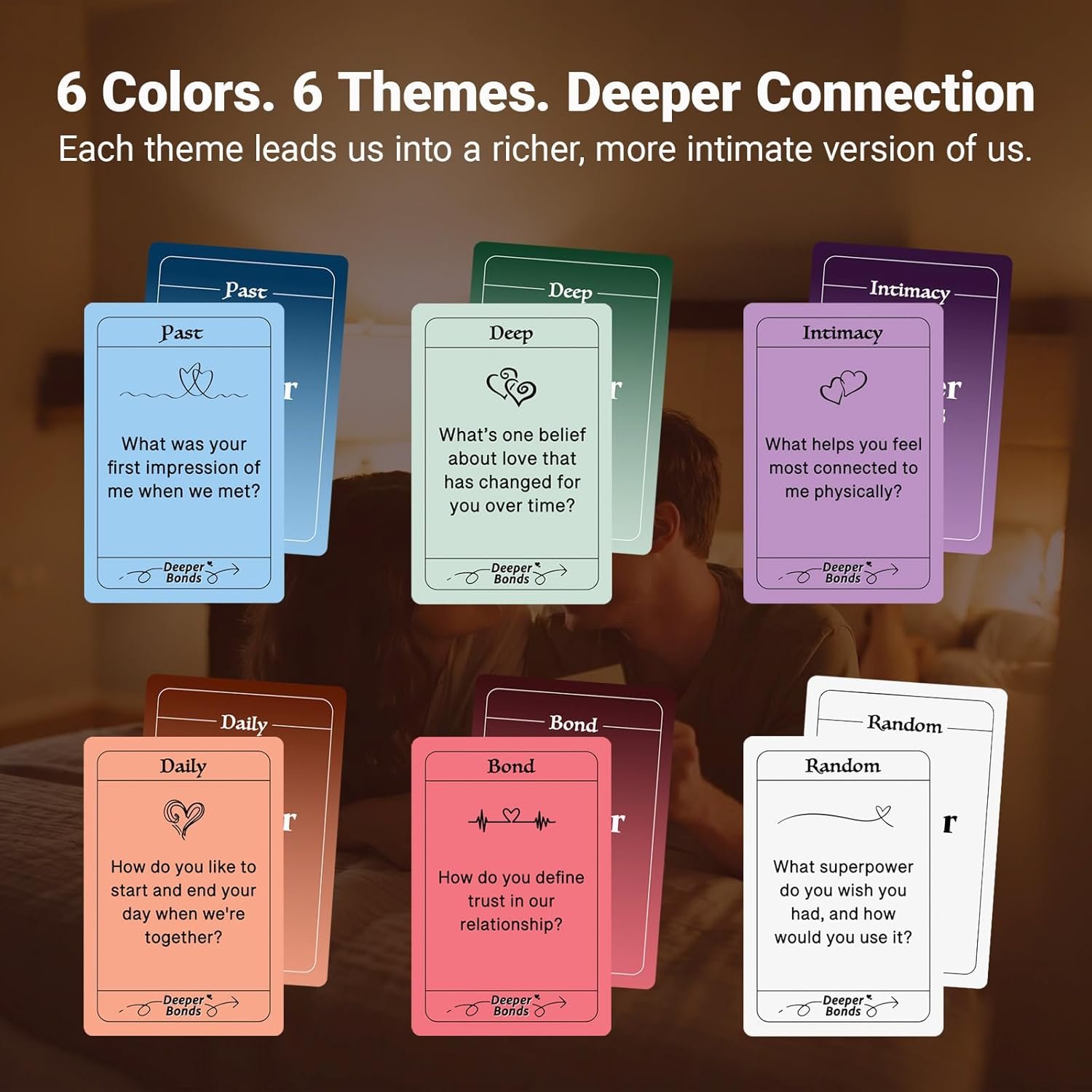 Couples Games for Adults – Romantic Date Night Conversation Starters, 150 Relationship Questions, Thoughtful Anniversary & Valentine’s Gift for Him Her | Deeper Bonds - Image 2