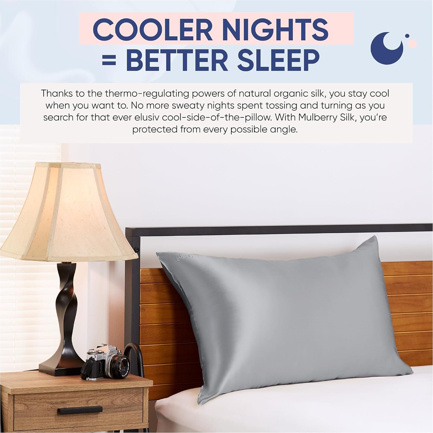 Blissy Silk Pillowcase - 100% Pure Mulberry Silk - 22 Momme 6A High-Grade Fibers - Silk Pillow Cover for Hair & Skin - Regular, Queen & King (Silver, Standard) - Image 7