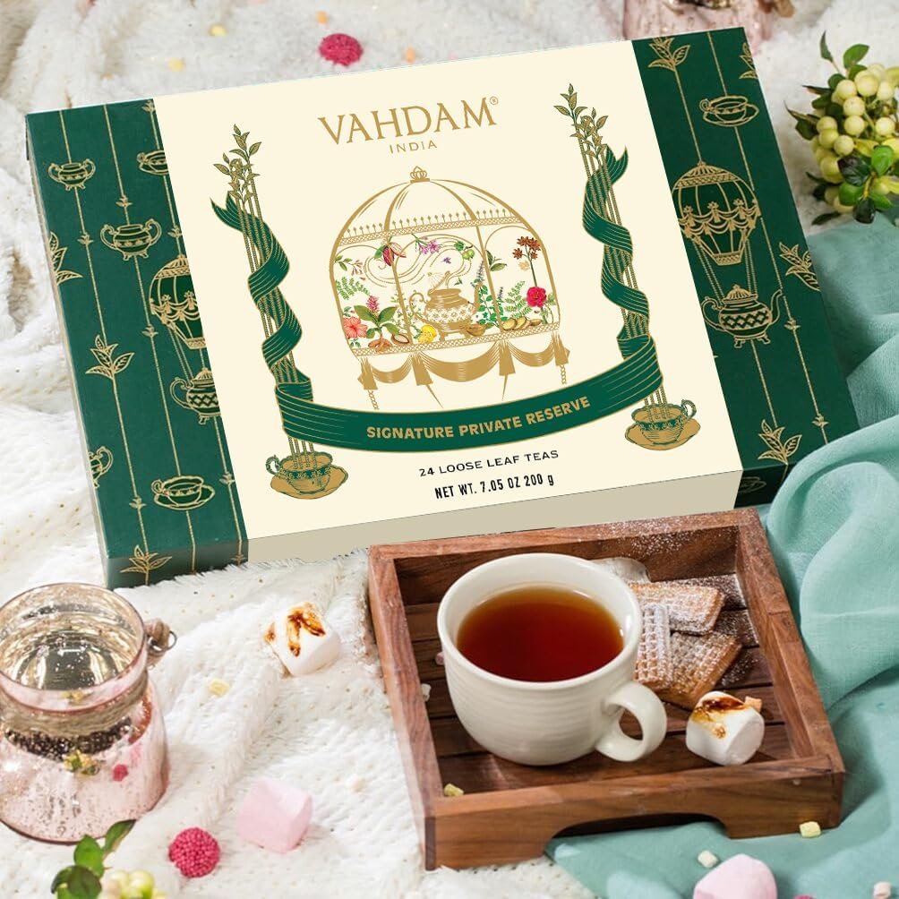 VAHDAM, Luxury Valentines Day Tea Gift Set | 24 Unique Loose Leaf Teas in Tin Caddies - Premium Tea Gift Box | Tea Gift Set | Valentines Day Gifts for Him & Her - Image 6