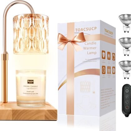 Candle Warmer Lamp with 3 Bulbs, Adjustable Height Dimmable Candle Warmer with Timer, Candle Lamp with Charming Gift Box Ribbon,Birthday Gifts for Women Mom, House Warming Gifts New Home Decor