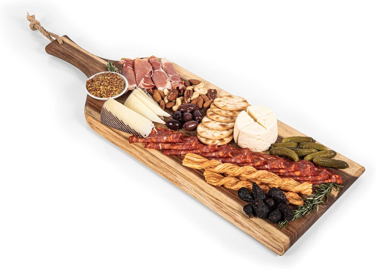 PICNIC TIME Monogram - B - Personalized Artisan 24" Acacia Charcuterie Board with Raw Wood Edge, Cheese Board, Serving Platter, (Acacia Wood) - Image 5