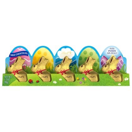 Lindt GOLD BUNNY Milk Chocolate, Hollow Mini Milk Chocolate Easter Candy Bunny, 1.7 oz., 5-Pack