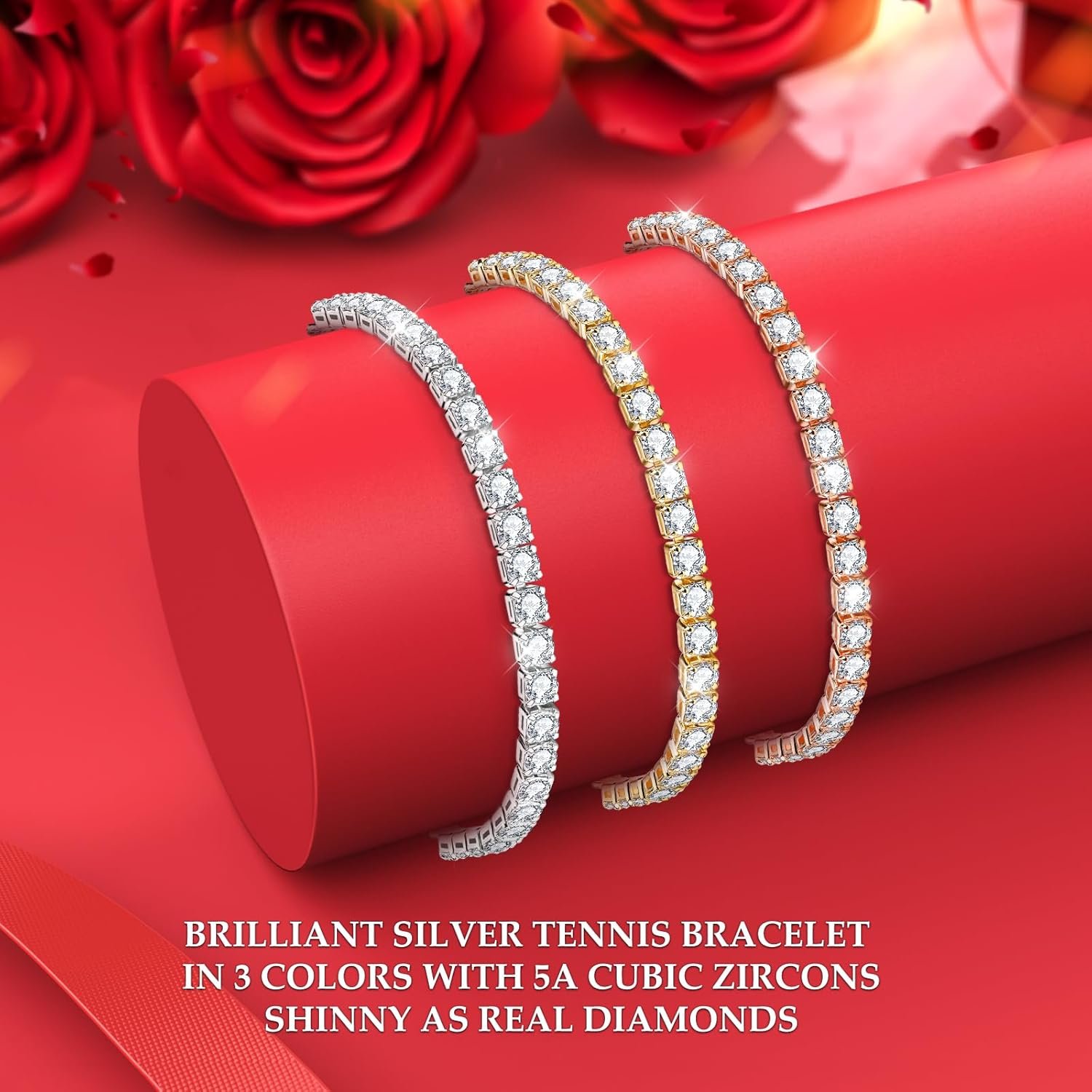 J.Fée Silver Bracelet, S925 Tennis Bracelet with Sparkling 5A Cubic Zirconia Silver Bracelets for Women Adjustable Bracelet for Women Bracelets Womens Bracelet Women Gifts for Women Mom - Image 5