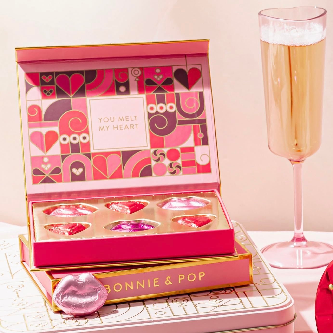 Valentine's Day Chocolate Card Gift Box, 6 Individually Wrapped Chocolates, Food Sweets Candy Gift, Romantic Gift for Wife, Girlfriend, Mom, Love, Women, Bonnie and Pop - Image 5