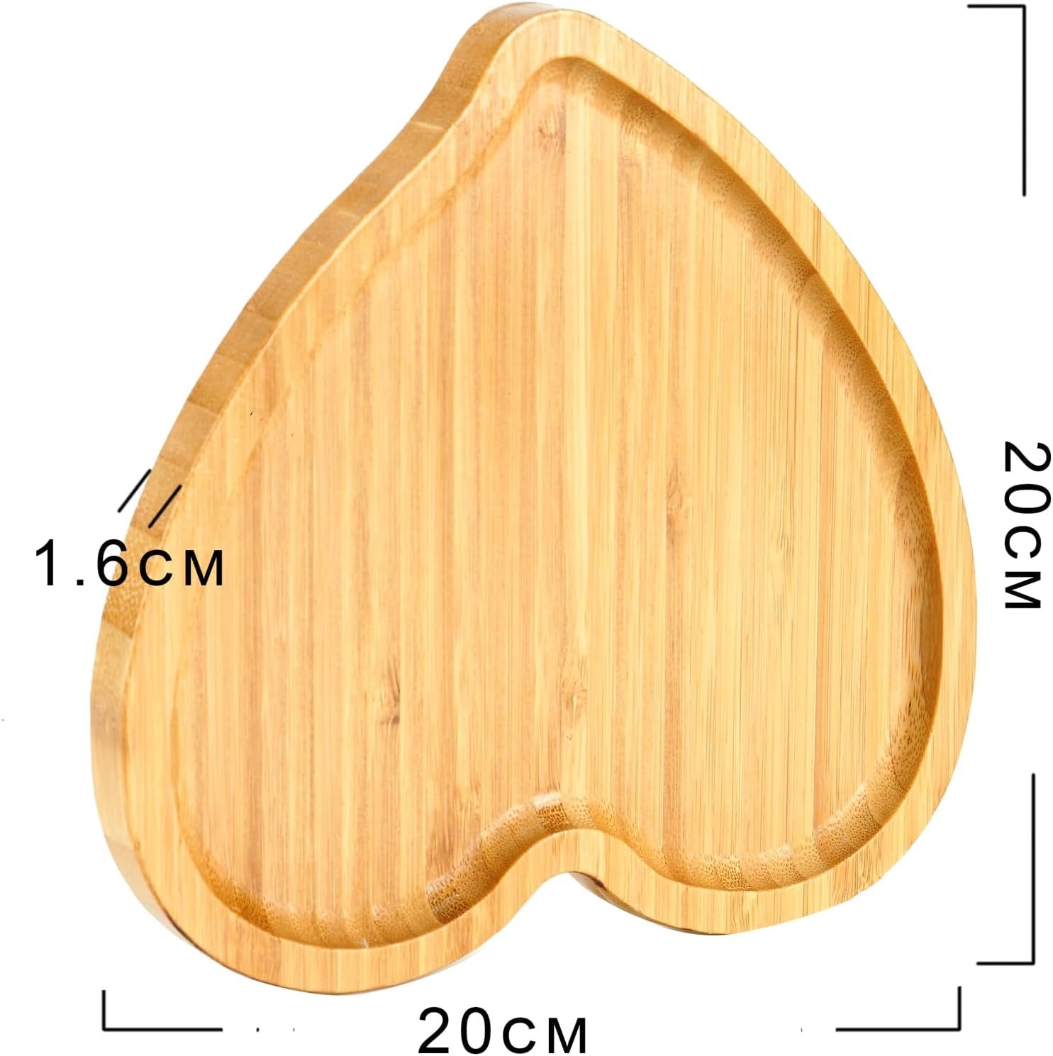 BinaryABC Heart Shaped Wood Serving Platters and Trays Side Dish Serving Trays Tabletop Serving Platters,Valentines Day Table Decorations Supplies (7.87inch) - Image 2