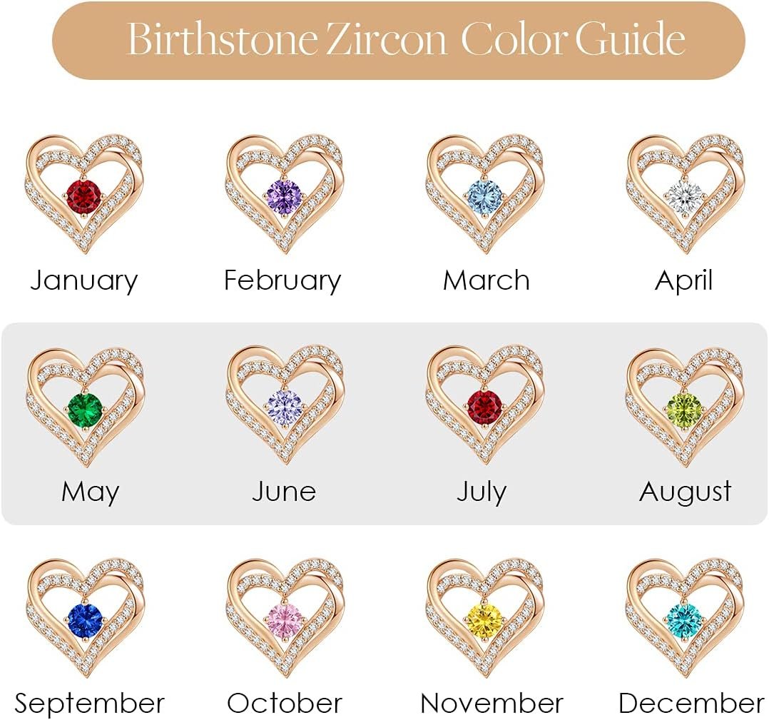 CDE Forever Love Heart Stud Earrings for Women, 925 Sterling Silver Birthstone Heart Stud Earrings Christmas Day Mother's Day Gift Anniversary Birthday Jewelry Gifts for Women Wife Her - Image 6