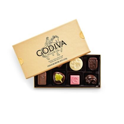 Godiva Gold Assorted Chocolate Gift Box, Belgian Dark and Milk Chocolates with Pralinés, Ganaches & Caramels, Gourmet Gift for Birthdays, Holidays, Kosher, 8 Pc