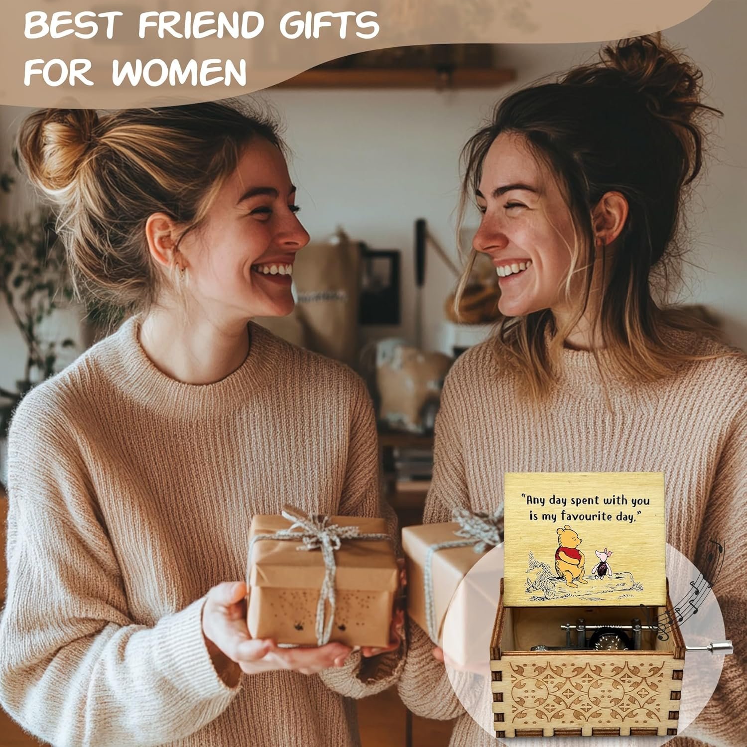 Wood Music Box Gifts for Women, Wife Girlfriend for Christmas Birthday Anniversary, Any Day Spent with You is My Favourite Day. - Image 6