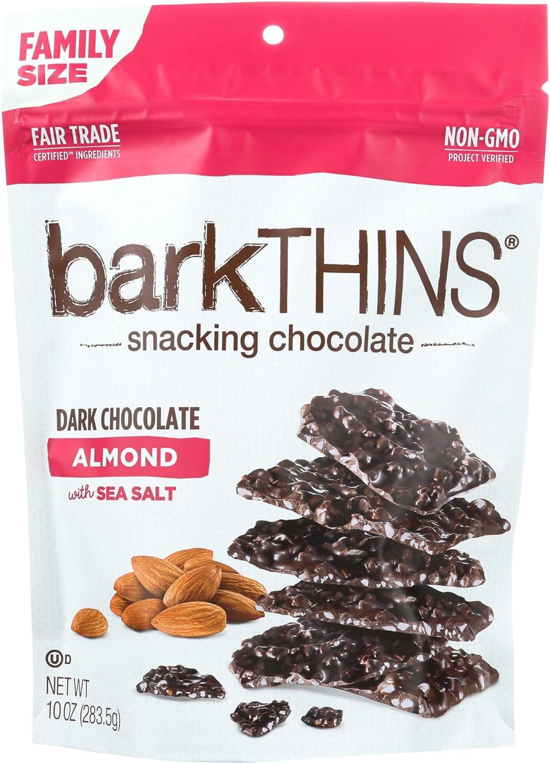 Barkthins, Snacking Chocolate Dark Almond, 10 Ounce