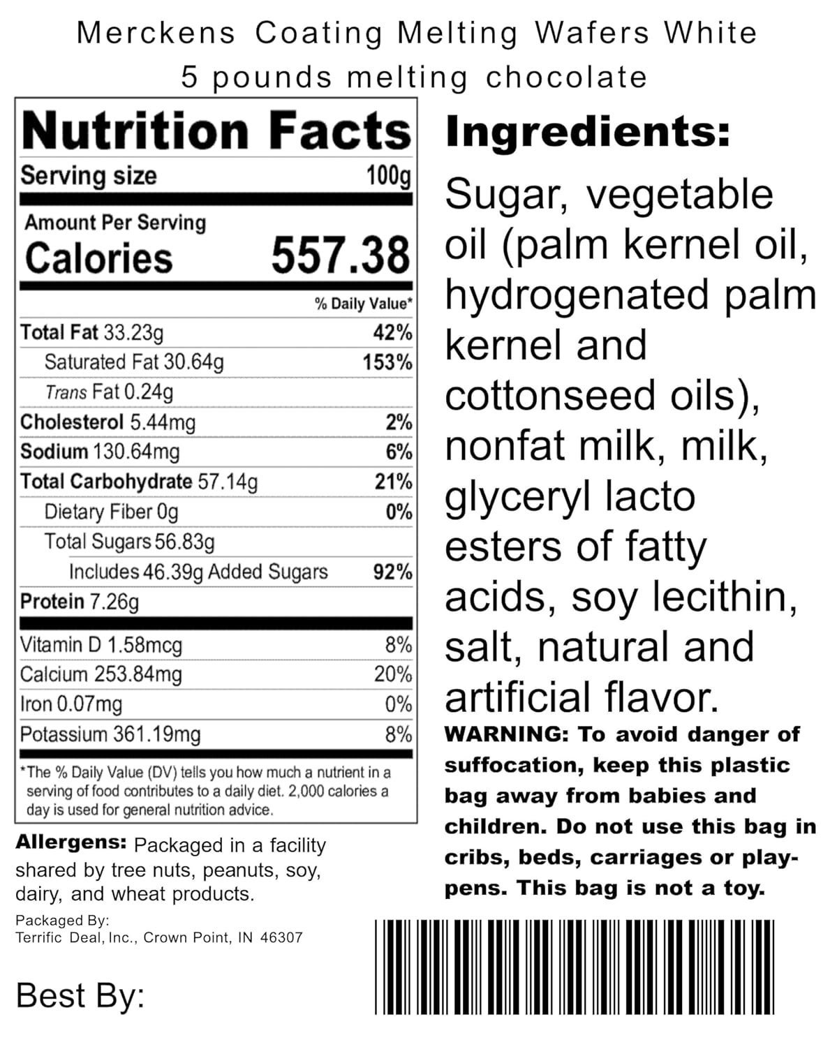 Merckens White Coating Melting Wafers, 5 lb (80 oz) - Image 2