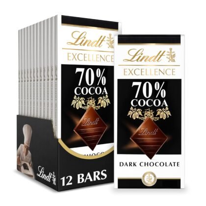 Lindt EXCELLENCE 70% Cocoa Dark Chocolate Bar, Dark Chocolate Candy, 3.5 oz. (12 Pack)