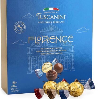 Tuscanini Fine Italian Chocolate Truffles Gift Box (15 Truffles) | Assorted Milk, Dark & Hazelnut Milk Truffles | Imported from Italy | Ready-to-Gift | Perfect for Valentines | Kosher (including Passover)