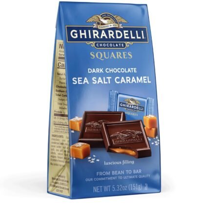 GHIRARDELLI Dark Chocolate Sea Salt Caramel SQUARES, 5.32 oz Bag Premium Individually Wrapped Chocolate Candy Rich Dark Chocolate with Caramel & Sea Salt Filling