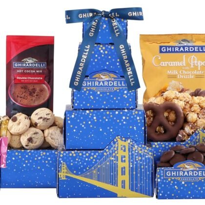 Ghirardelli Chocolate Gift Tower by Wine Country Gift Baskets Gift for Families College Students Appreciation and more