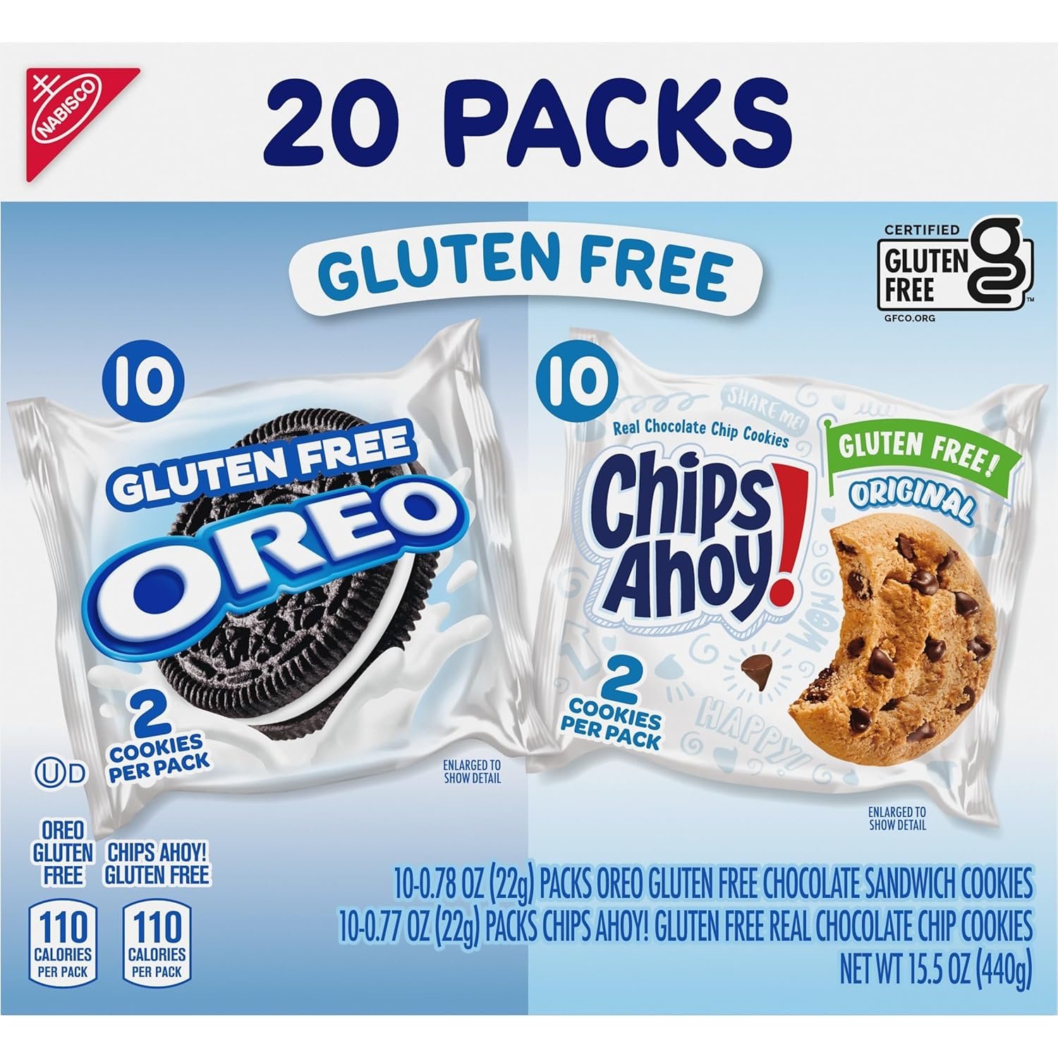 OREO Chocolate Sandwich Cookies & Chips AHOY! Chocolate Chip Cookies Gluten Free Cookies Variety Pack, 20 Snack Packs - Image 13