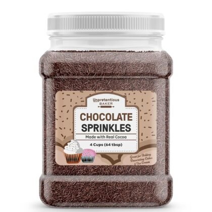 Unpretentious Chocolate Sprinkles, 4 Cups, Made with Real Cocoa, Decorative Dessert Topping