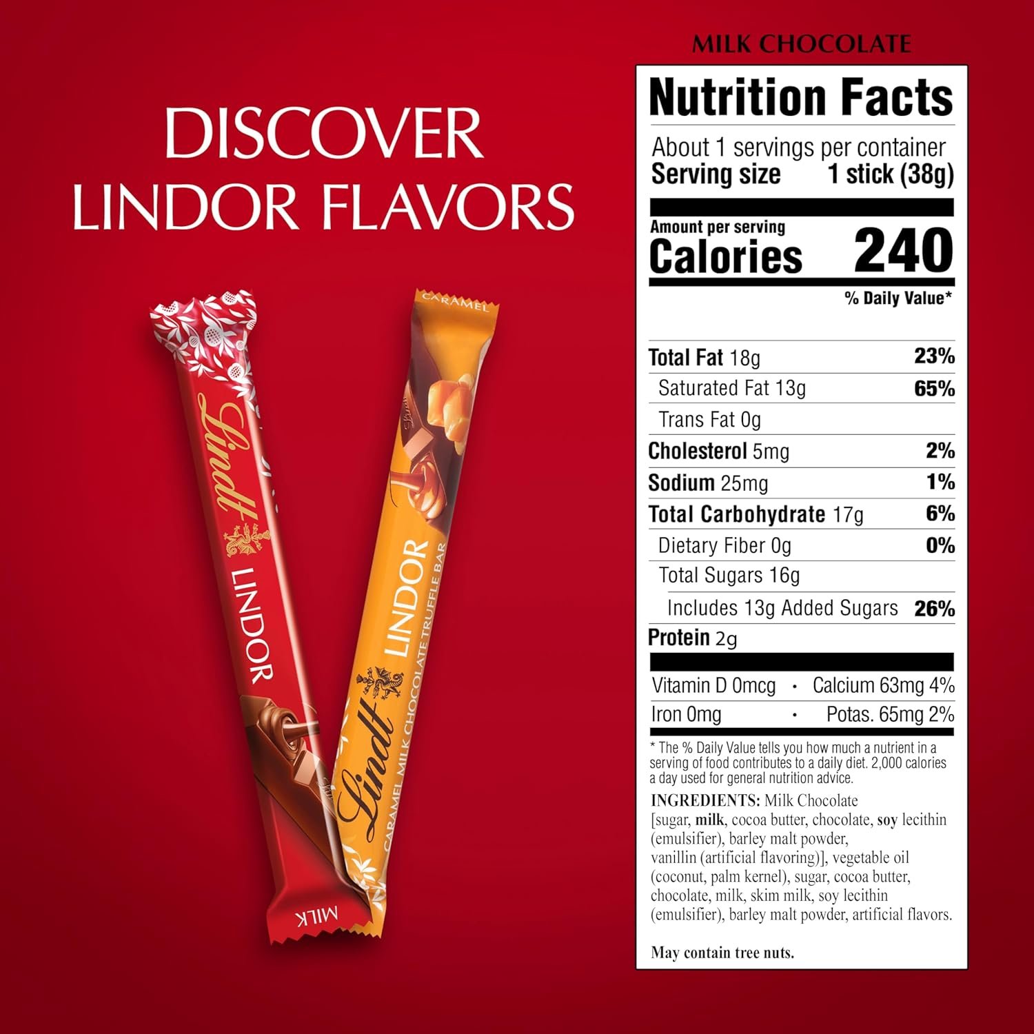 Lindt LINDOR Milk Chocolate Truffle Bar, Chocolate Candy Bar with Smooth Center, 1.3 oz. (24 Pack) - Image 2