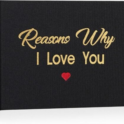 Artmag What I Love about You Fabric Book, Fill-in-the-Blank Love Journal Book for Couples Husband Wife Him Her Birthday Christmas Gifts Stocking Stuffer (Black)