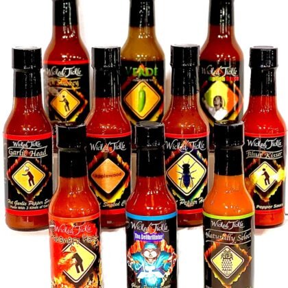 Wicked Tickle Hot Sauce Collection – Variety 10 Pack, 5 oz Bottles