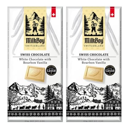 Milkboy Swiss Chocolates White Chocolate Bars - Gourmet Bourbon Vanilla Chocolate Bars - Made with Pure Natural Vanilla - White Premium - Gluten Free - Non-GMO - Kosher - 3 oz, Pack 2
