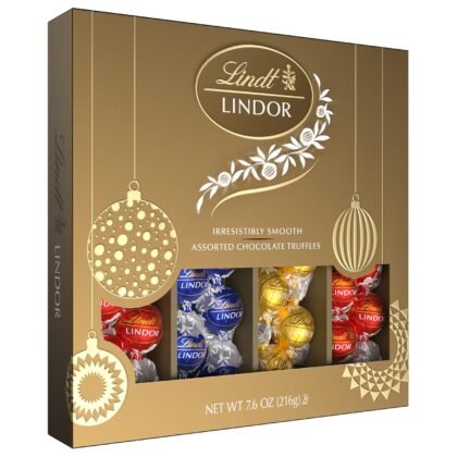 Lindt LINDOR Assorted Chocolate Candy Truffles Modern Gift Box, Assorted Chocolate Candy with Smooth, Melting Truffle Center, 7.6 oz.