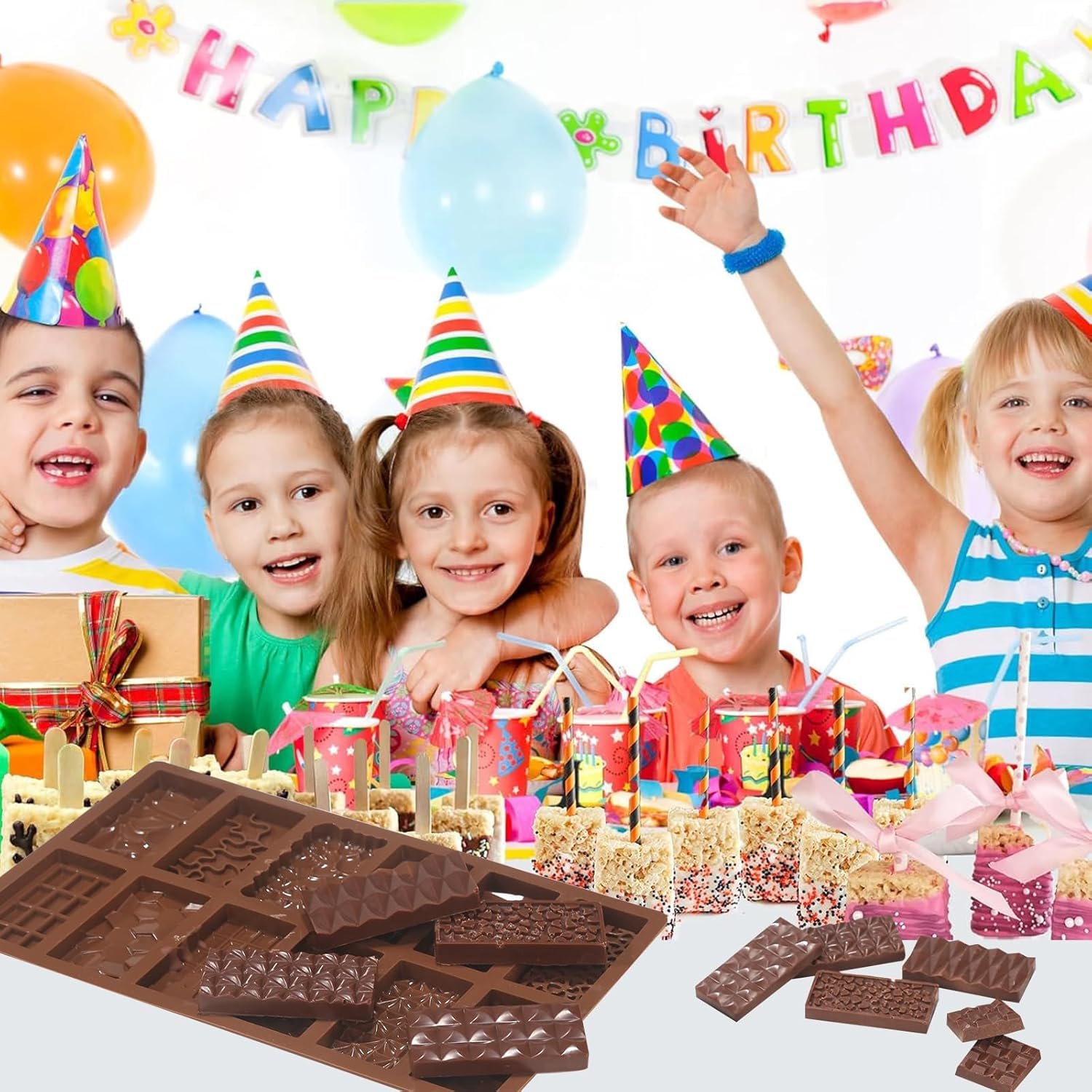 Chocolate Molds, 2Pcs Mini Silicone Chocolate Bar Mold with 100Pcs Bags, Break Apart Non-stick Small Chocolate Candy Bar Molds Wax Melt Molds for Chocolate Bar - Image 6