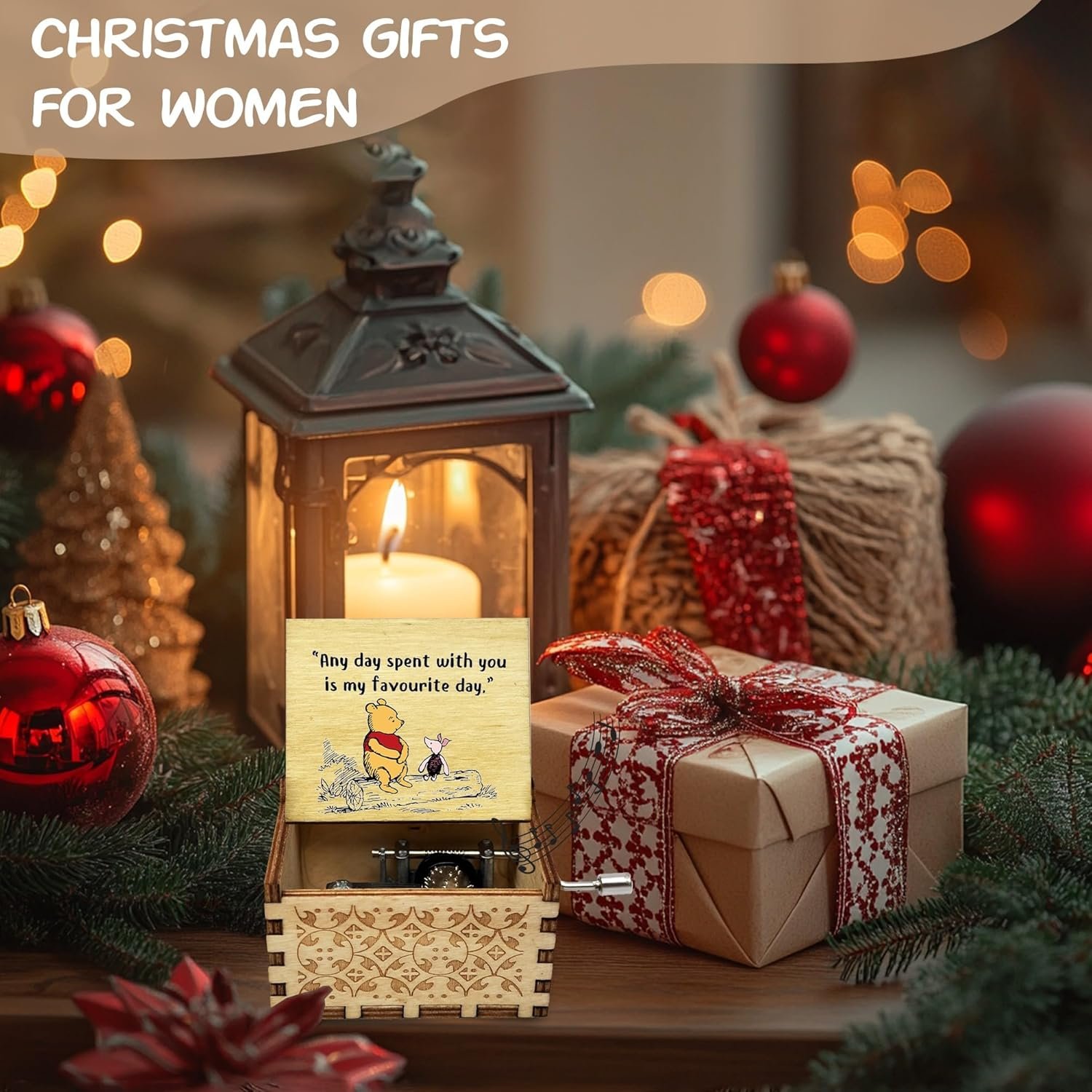 Wood Music Box Gifts for Women, Wife Girlfriend for Christmas Birthday Anniversary, Any Day Spent with You is My Favourite Day. - Image 4
