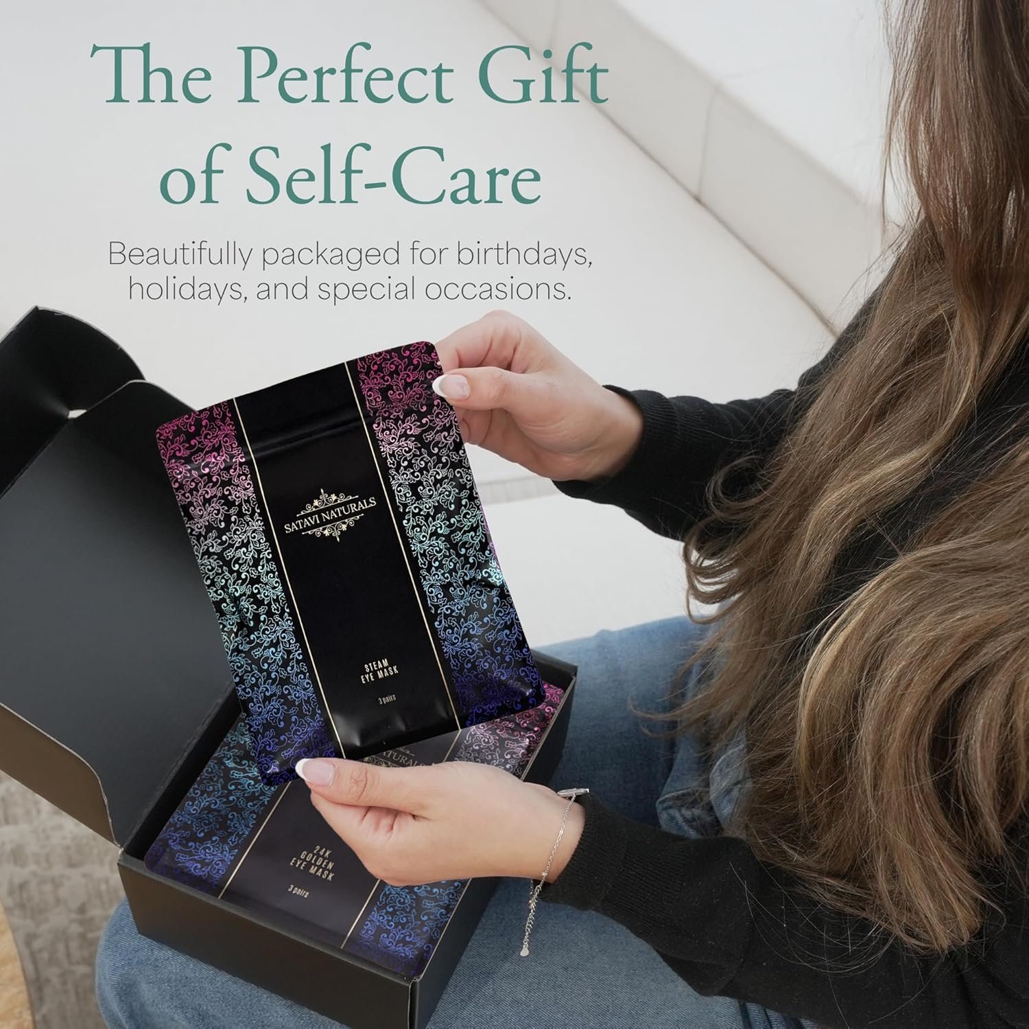 Spa Gift Set for Women – The Mini Spa Retreat | Bath Bombs, Sugar Scrub, Candle, 24K Gold Eye Masks & Steam Eye Mask | Self Care & Relaxation Gift Box for Stress Relief at Home - Image 6