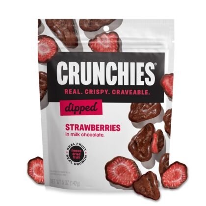 Crunchies Freeze-Dried Chocolate Covered Fruits - 100% All Natural Crispy Fruit Dipped in Premium Milk Chocolate, Non GMO, Kosher (Strawberries, 5 Ounce (Pack of 6))