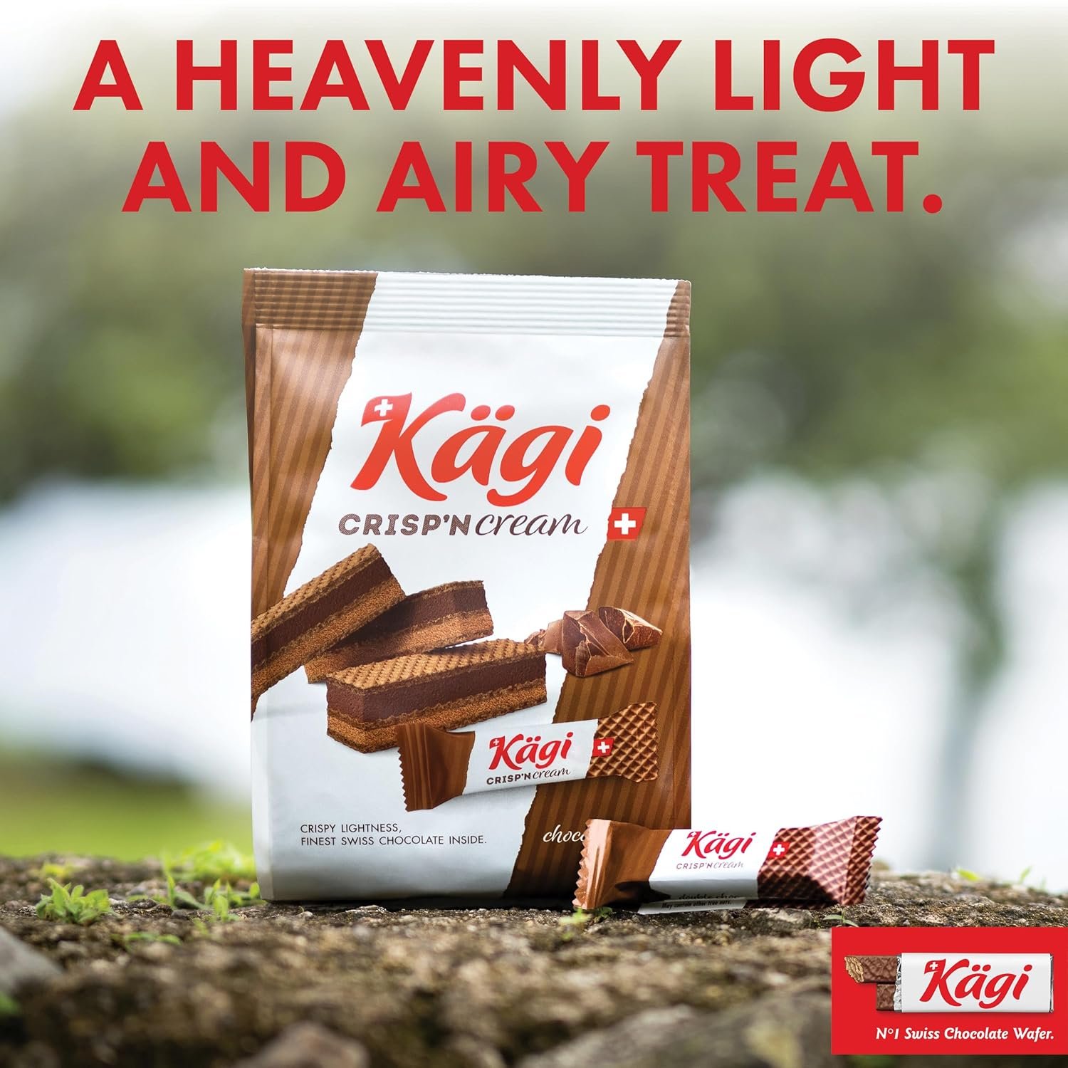 Swiss Milk Chocolate Mousse Filled Wafers by Kägi, Individually Wrapped Snacks, Chocolate Gift, Kägi Crisp'n Cream, Choco Cream, 2-Pack, 88g Bags - Image 5