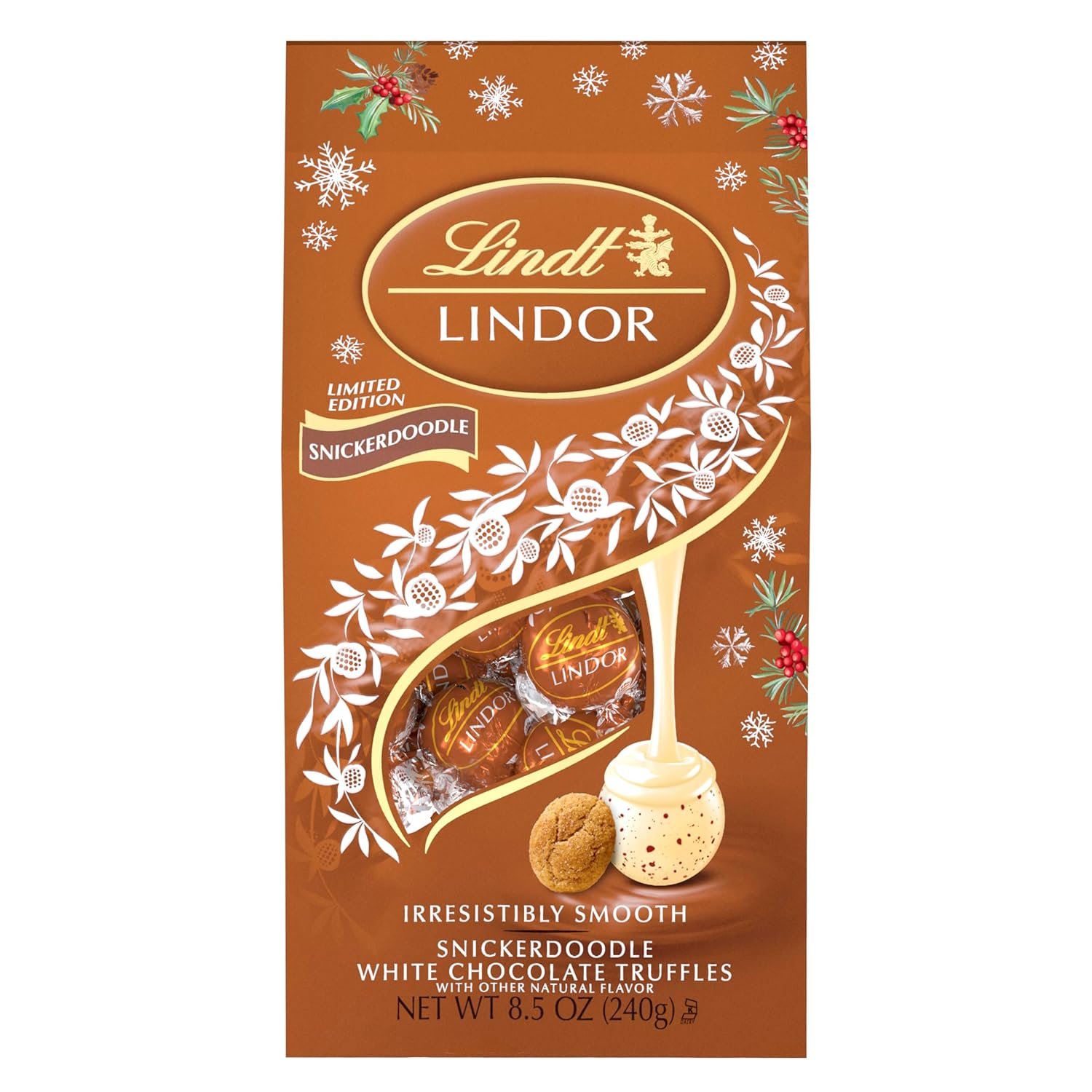 Lindt LINDOR Holiday Snickerdoodle White Chocolate Candy Truffles with Smooth, Melting Truffle Center, 8.5 oz. Bag - Image 8