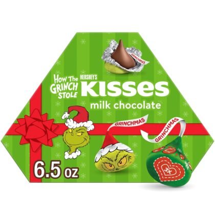 HERSHEY'S KISSES Grinch Milk Chocolate, Christmas Candy Gift Box, 6.5 oz