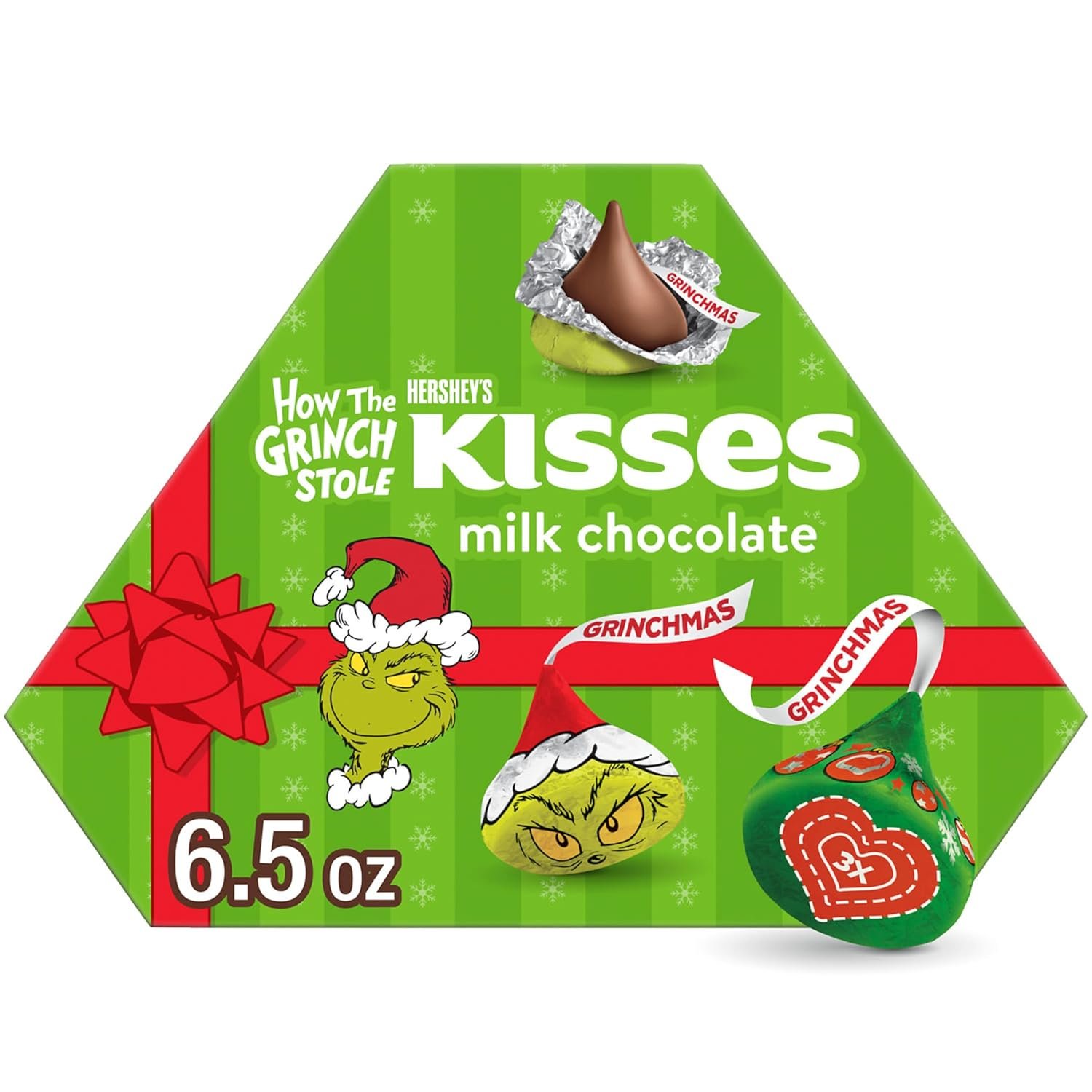 HERSHEY'S KISSES Grinch Milk Chocolate, Christmas Candy Gift Box, 6.5 oz