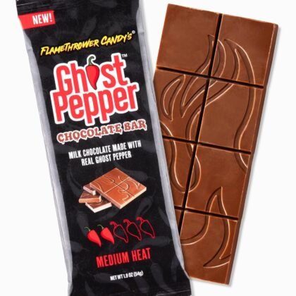 Ghost Pepper Chocolate Bar, Milk Chocolate Made with Real Ghost Pepper, Made in the USA (Single Bar)