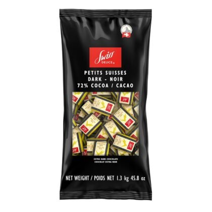 Swiss Delice Dark Chocolate Squares - 72% Chocolate Noir - Chocolates Individually Wrapped - 2.8 lb Bulk (1300g) - Swiss Chocolates